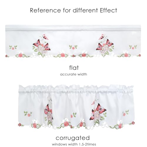 Molaxhome Beautiful Dazzling Embroidered Window Valance,Rod Pocket Valance and Tiers for Home Decor (Red, W58x14L) - Image 2