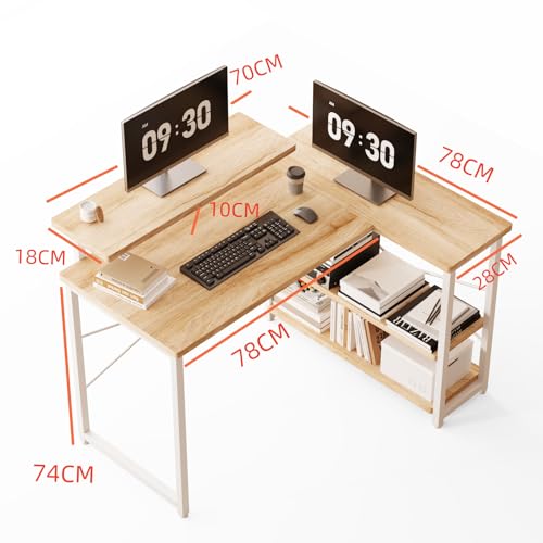 Merytes パソコンデスク 学習机 勉強机 computer desk ゲーミングデスクワークデスクL字デスク 棚 付き pc 省スペース 組立簡単 在宅勤務 [2]