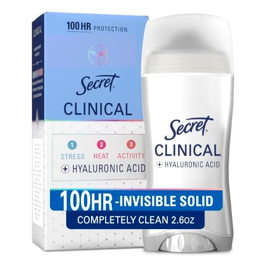 Secret Clinical Strength Invisible Solid Antiperspirant Deodorant for Women, 100HR Sweat & Odor Protection, 3X Stress Protection with Hyaluronic Acid, PH Balanced, Completely Clean Scent, 2.6 oz
