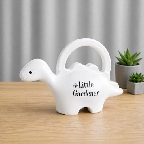 Image of Dinosaur Watering Can for Kids | 1 Litre | Plastic Dinosaur with Moving Eyes | Leak Proof, Lightweight, Easy Grip Watering Can | Kids Return Gifts | 10 Inches (Little Gardener White)