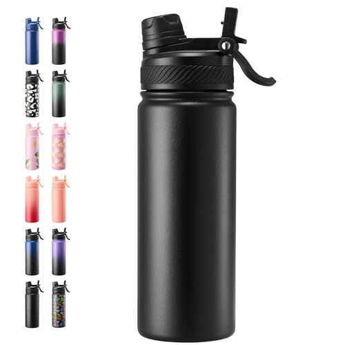 Fijinhom 18 oz Insulated Water Bottle, 2-in-1 Straw and Spout Lid Stainless Steel Thermos,...