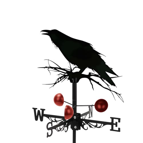 BigKing Banderuola, 58×33 cm Banderuola Vintage, Banderuola a Forma di Corvo, in Materiale di Ferro, per Giardini Esterni, Tetti, Paddock, Artigianato Decorazioni (Corvo)