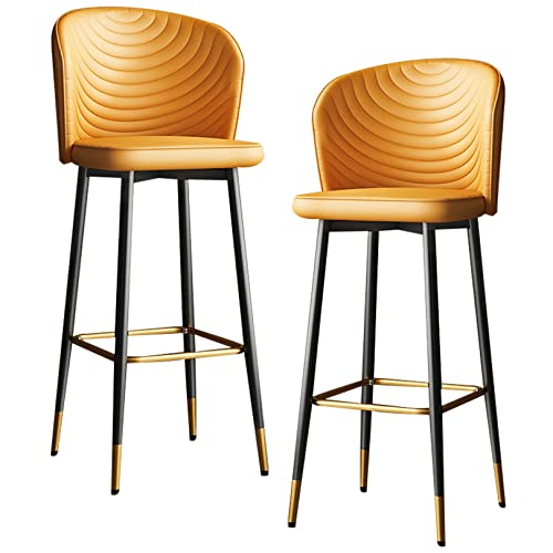 Tabouret de bar pivotant de cuisine jaune hauteur comptoir