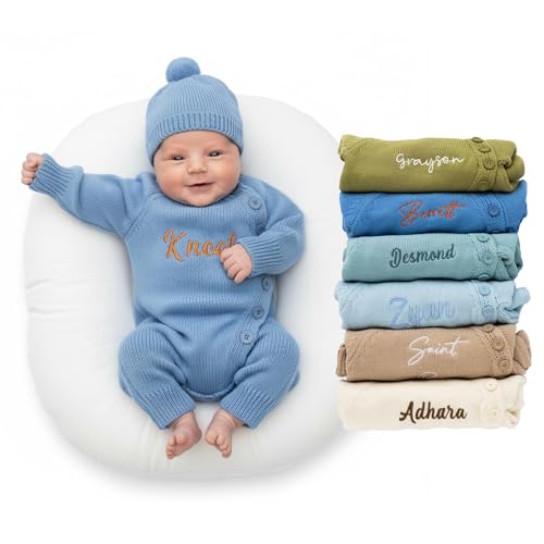 100% Cotton Baby Romper Set with Personalized Embroidery | Newborn Outfit (0-1M), 12 Colors | Soft, Comfortable & Perfect for Gifts