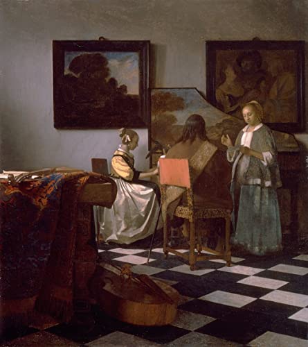 Toile Vermeer Le Concert 60x90cm - Impression artistique murale de haute qualité pour salon