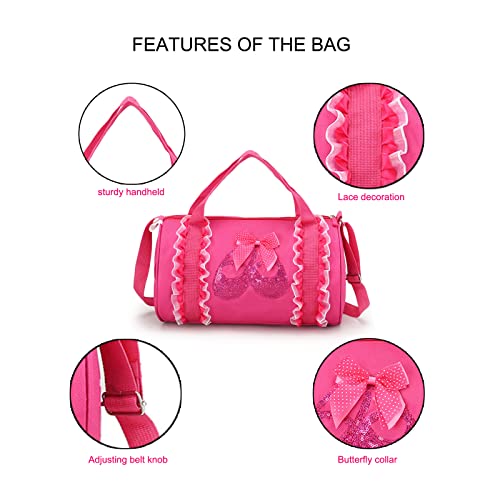 Sehxim Cute Ballet Dance Backpack Tutu Dress Dance Bag Dance Bag For Girls Waterproof Small Duffle Bag For Kids Ballet Bags For Girl (Rosy Red) #TOP3