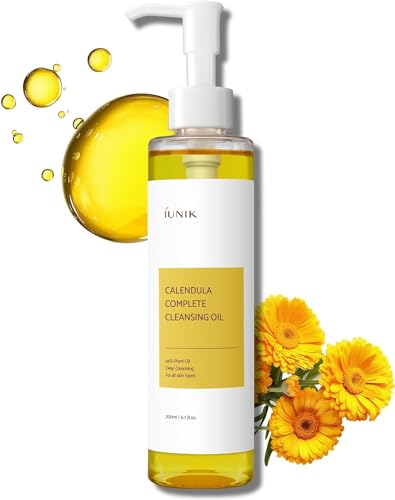 Calendula Complete Deep Vegan Cleansing Oil 94% Plant-based Oils Blackhead Melting Makeup Remover Facial Cleanser - Dry Oily Acne-Prone Sensitive Skin Korean Skincare 200ml
