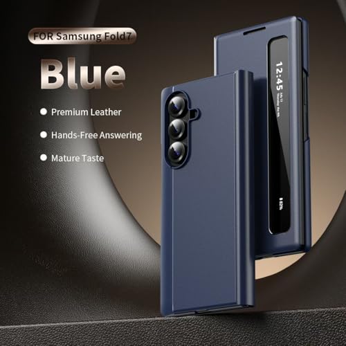 Image of MILLION CASES Intelligent View Side Window Flip Case for Samsung Galaxy Z Fold6, Galaxy Z Fold6 Back Cover Case(2024) - Leather | Brilliant Blue