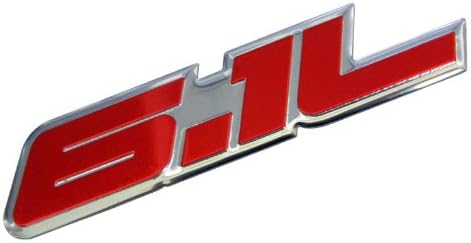 Emblema de aluminio real de 6.1 litros de color rojo en plata pulida Hemi Engine compatible con Dodge Charger Challenger Magnum Jeep Grand Cherokee