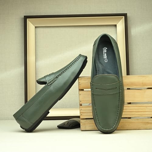 Image of Octa marc Men's Genuine Leather Loafer Shoes | Natural Rubber Sole with Soft Cushioned Insole | Classic Slip-On Design for Office, Party, Formal & Casual Wear