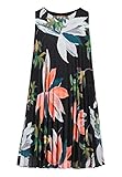 Figurumschmeichelnd Cartoon Damen 1067/7389 Kleid, Black/Orange, 36