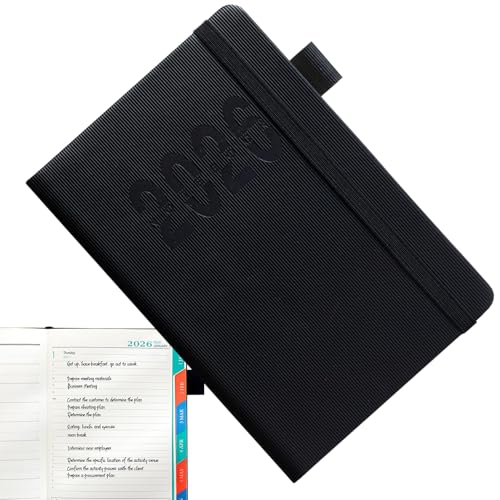 Agenda 2026, calendario de planificación 2026, con banda elástica, formato A5, formato vertical, cuaderno para estudiantes, profesores, citas, viajes, vida cotidiana
