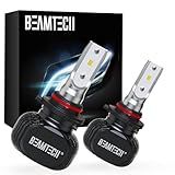 BEAMTECH 9005/HB3 Bulbs, S1 Series Fanless Fog Light 300% Brighter 6500K Xenon White, 2 Bulbs