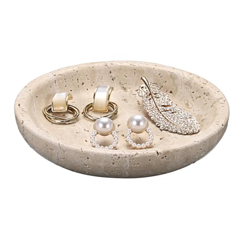 GUSHBIN Round Travertine Jewelry Tray