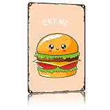 Eat Me Cute Burger Vintage Metal Sign 8 x 12 Inch