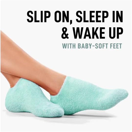 Idea Liftoff™ Moisturizing Gel Socks – Green Spa Socks with Jojoba Oil & Vitamin E, Deep Moisturizing Treatment to Soften, Repair & Protect Dry, Cracked Heels & Feet, 1 Pair