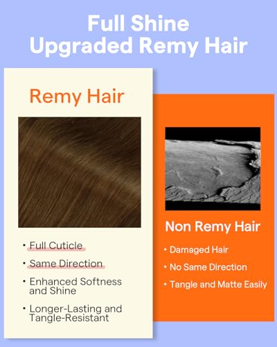 Image of Full Shine Human Hair Clip in Extensions 14 Inch Brown | Clip in Hair Extensions Real Human Hair, Straight Medium Brown Hair Extensions for Women, 7 Pcs 120g