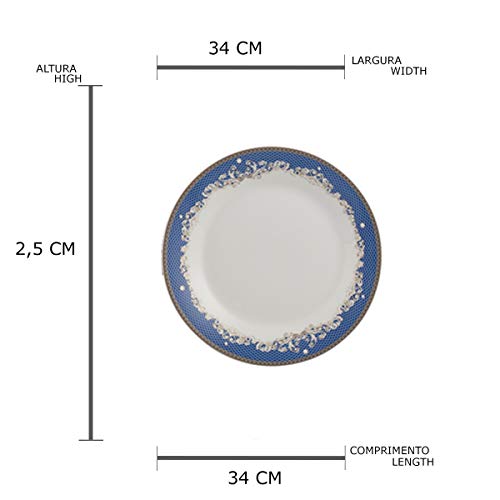 Conjunto de 6 Pratos de Jantar-Cedro Rojemac Branco 25Cm