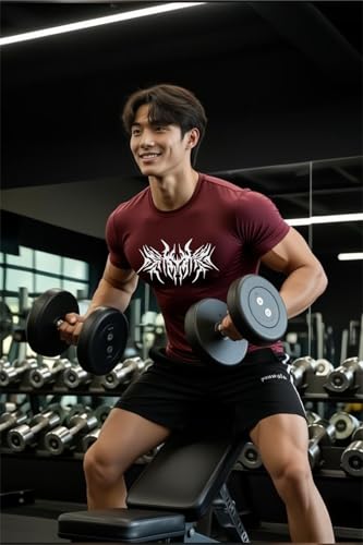 Image of Men Polyster Lycra Printed Half Sleeves Compression T-Shirt for Gym