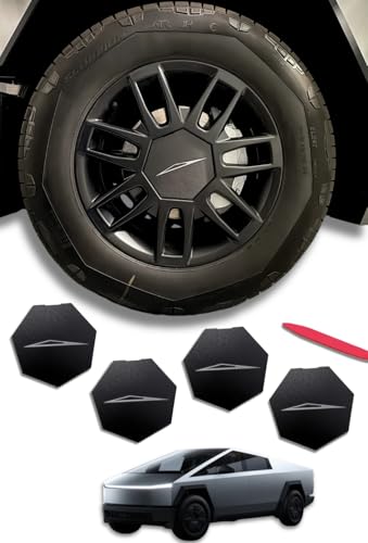 Core Wheel Full Coverage Center Caps for Tesla Cybertruck (4pcs) Compatible with Tesla Factory Core Wheels (Matte Black)