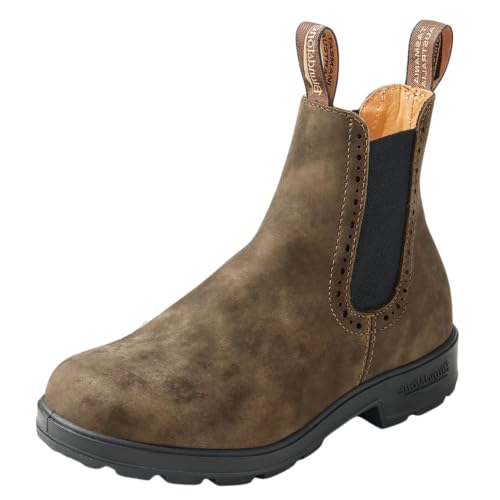 Blundstone Chelsea Boots Women Slip On High Top Ankle Boot Rustic Brn 5.5AU | Leather Water Resistant Womens & Ladies Boots, Versatile Dress & Casual, Cushioned Removable Footbed, All Season