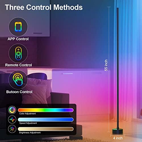 Miortior Corner Floor Lamp, 2 Pack RGB Corner Lamp with App/Remote/Button Control, Smart LED Floor Lamp with 16 Million DIY Colors & 68+ Scene, Music Sync for Living Room, Bedroom, Gaming Room — view 2