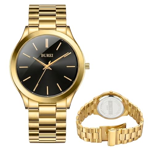 Image of BUREI Men's Wrist Watch, Analog Stainless Steel Dress Waterproof Quartz Watch for Men with Japanese Movement,Refined Gifts for Men, Boyfriend, Husband, Dad