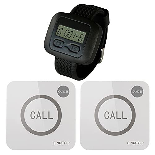 SINGCALL Sistema de Llamada sobre los Servicios de Ocio,Tratamiento de Resistente al Agua, Simple Base de Deslizamiento,Conveniente,2 localizadores Cover