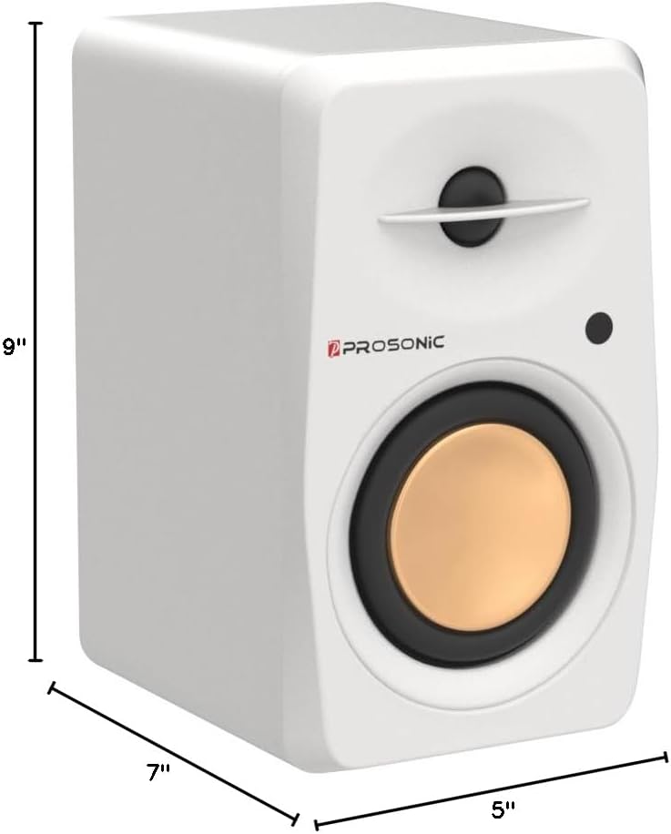 Prosonic BT30 Powered Bluetooth Bookshelf Speakers, Studio Monitor, Home Theater, Turntable, with Optical Input, Coaxial Input, Aux Inputs, 4" Woofer 40W x 2, (White) - Image 9