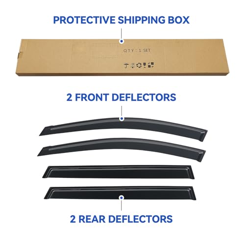 Image of Window Visors Rain Guards for 2013-2021 Nissan Pathfinder, Out-Channel Window Vent Wind Deflectors Visors Shades for 13-21 Pathfinder S SV SL Platinum