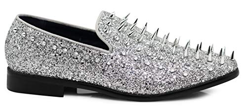 Image of SPK16 Men's Vintage Spike Dress Loafers Slip On Fashion Shoes Classic Tuxedo Dress Shoes