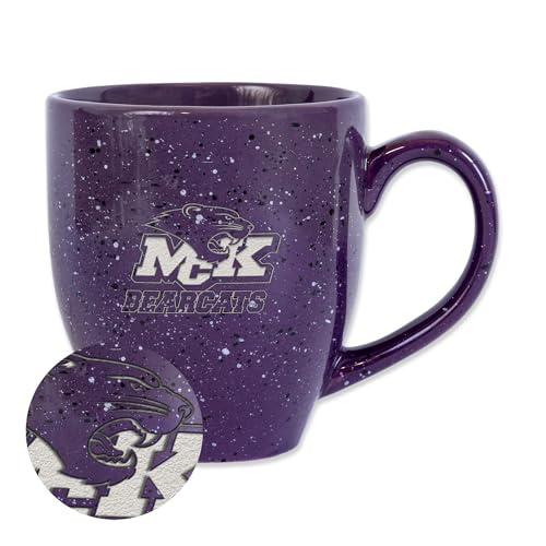 Rico Industries NCAA McKendree Bearcats Primary Logo Purple 16 oz Team Color Laser Engraved Speckled Ceramic Coffee Mug