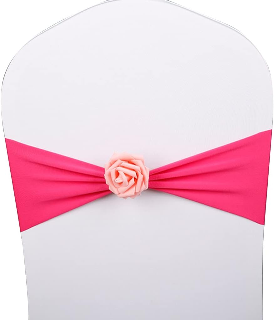 Chair Sashes for Party 10-50Pcs Elegant Art Simulation Roses Chair Ties Wedding Celebration Elastic Chair Back Decoration Easy to Install (Color : A Size :30) (L *50)