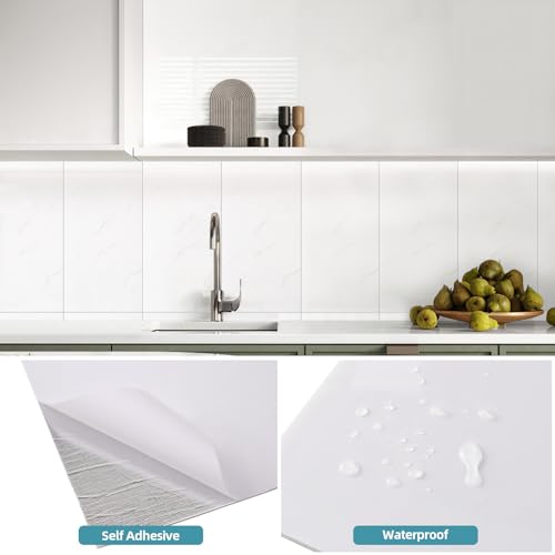 Azulejos de mármol autoadhesivos 60x30cm revestimiento vinilo impermeable suelo pared 3
