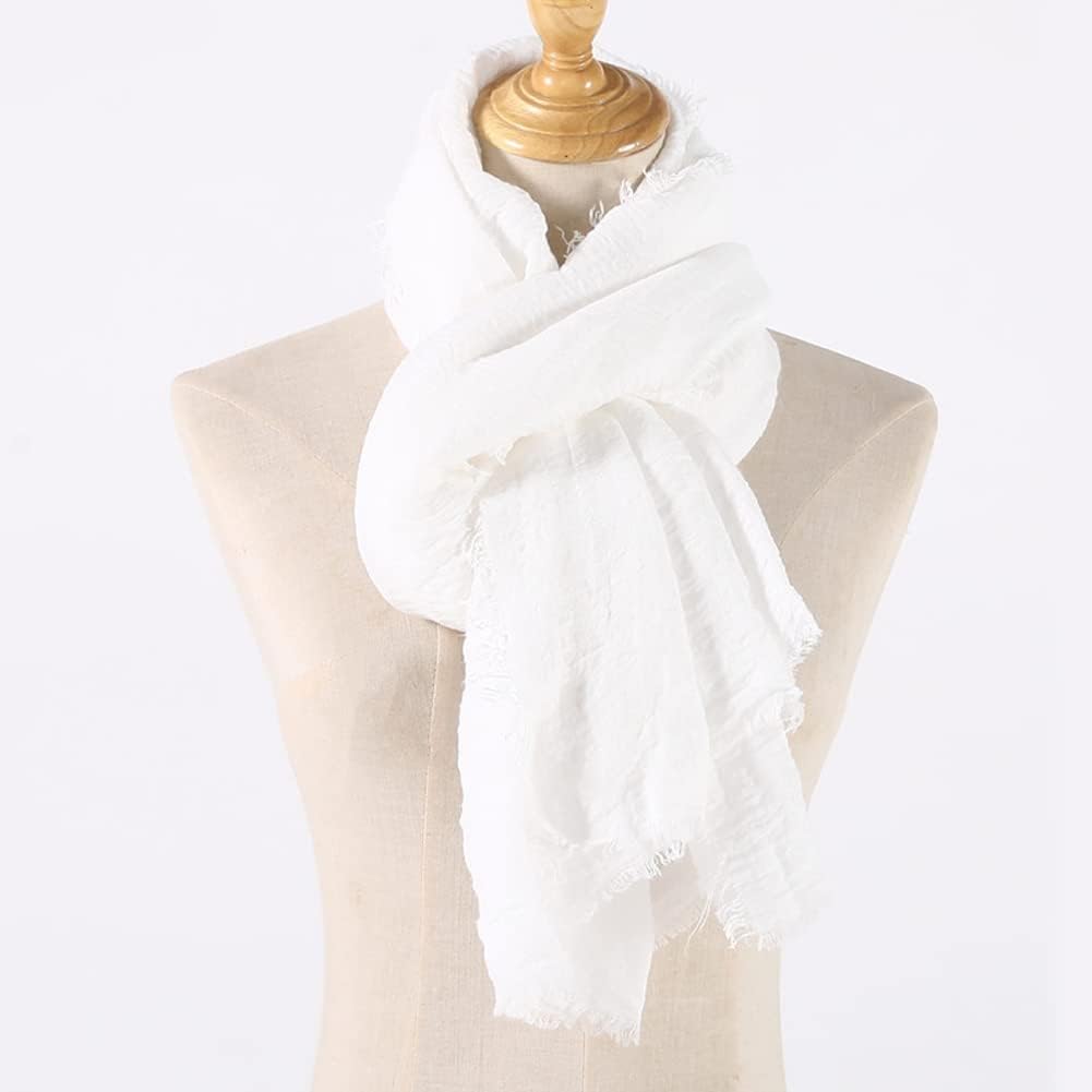 Fashion Cotton Blend Solid Scarf Long Lightweight Travel Scarf Shawl Wraps 70"×35" - Image 2
