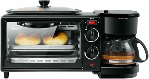 LASDERTV Stazione per La Colazione 3 in 1, con Macchina per Il caffè, Padella Antiaderente, Macchina per La Colazione Versatile con Timer da 30 Minuti, per Cucinotti di Appartamenti