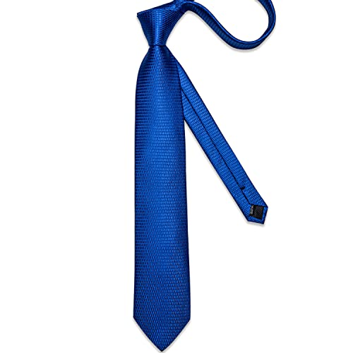 Image of DiBanGu Mens Silk Necktie Solid Color Tie and Pocket Square Cufflink Tie Clip Set Woven Plain Ties for Men Wedding Party