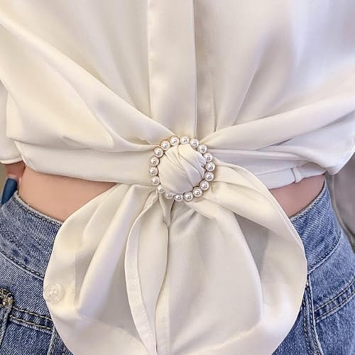 Image of 8PCS Shirt Ring Clip for Women Scarf Clip Clothes Hem Knotted Buckle Fashion Rhinestone Shirt Clip