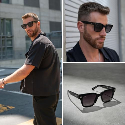 WMP Eyewear - Men's Classic Square Sunglasses, Lightweight Acetate Frame with Polarized Lenses, 100% UV Protection3