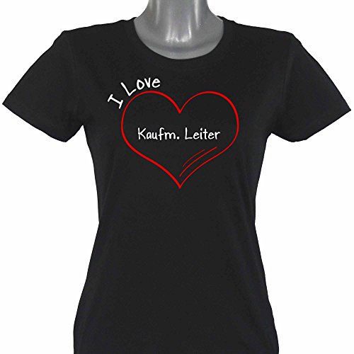 Manga de cuello redondo corto modern Love T-camiseta Kaufm, escalera de mano negro damas Gr, s hasta 2XL Negro negro Talla:xx-large