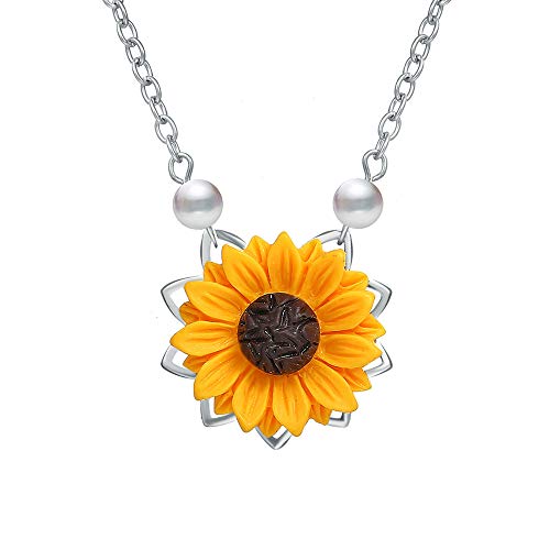 Preisvergleich Produktbild Ellepigy Kreative Persönlichkeit Halskette Damen Sonnenblume Anhänger Pullover Kette Halskette Zubehör, Silber