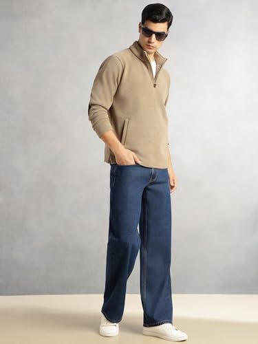 Image of Thomas Scott Men's | Regular Fit | Long Sleeves | High Neck | Solid | 100% Polyester | Knitted | Sweatshirt | Dry Clean Only