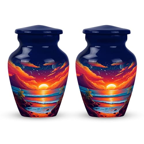 Image of Beach Urn - Memorial Urn for Human Ashes - 3 Inch - Pack of 2 - Small Keepsake Urns for Mom & Dad - Cremation for Human - Unique Urns for Adult Ash