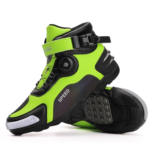 Scarpe Moto Uomo,Traspirante Rinforzate Stivali Motociclista Motocross con Sistema di Chiusura ATOP,...