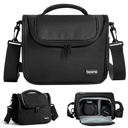 Linpr Bolsa Funda para Cámara Reflex/DSLR Impermeable   Bandolera o Mochila Fotografía Profesional, Compatible con Nikon, Canon EOS, Sony Alpha | Estuche Protector Ajustable con Porta (Negro, Medio)