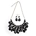 RIAH FASHION Chunky Acrylic Jewel Cluster Floating Bubble Statement Necklace - Teardrop Dangle Layered Bib Collar (Black)