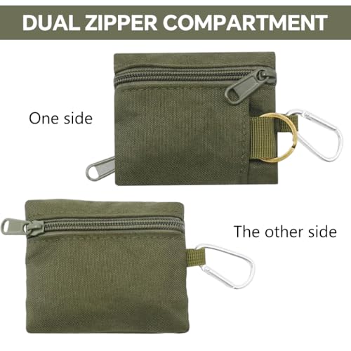 Image of Proberos Tactical Mini Zipper Pouch, 1Pcs, Nylon EDC Coin Purse with Carabiner Clip for Keys, Cards, Cash and Small Tools, 10x9cm