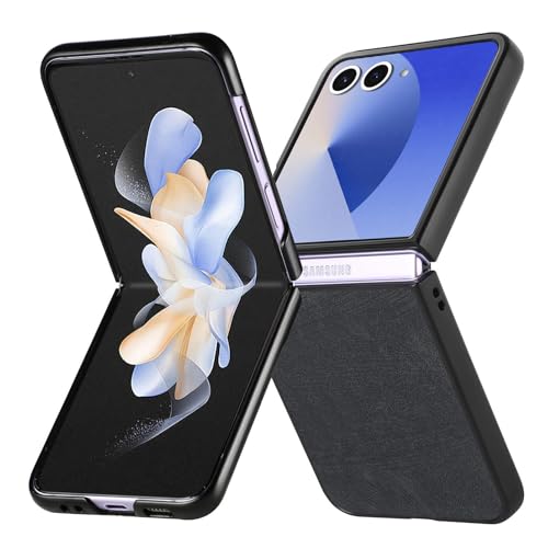 Coque pour Samsung Galaxy Z Flip 7 5G durable en cuir PU étui antichoc noir