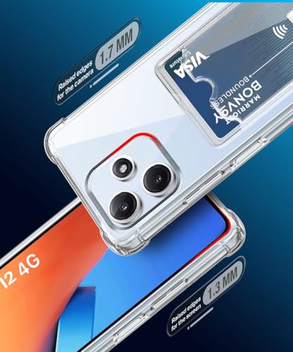 Image of WOW IMAGINE Transparent Back Cover Case for Mi Redmi 12 4G | Flexible Built-in Slim Card Pockets Wallet | 360 Camera Protection TPU | Soft Silicone Mobile Cover - Transparent