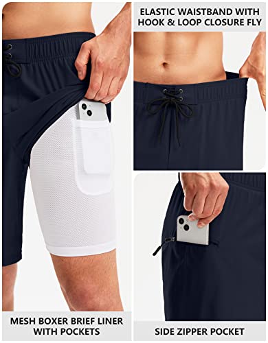 Pinkbomb Men's Swim Trunks with Compression Liner 9 Inch Quick Dry Swimsuit Swimming Swim Board Shorts for Men with Pockets4